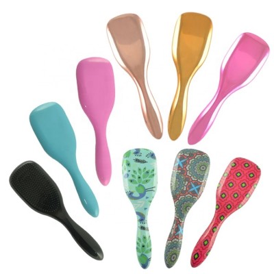 TPEE Paddle Abs Bling Bedazzled Shower Hairdressing Hair Scalp Massage Detangler Brushes Hair Brush Colored Hairbrush With Print